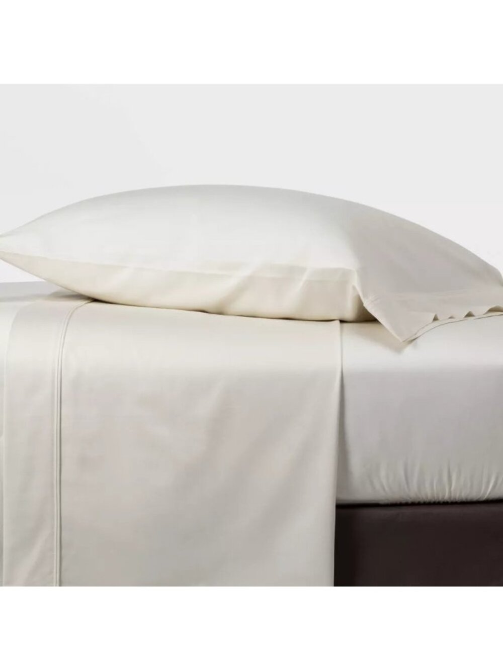 Threshold Twin XL 100% Sateen Cotton Sour Cream Color 400 Thread 3 Pc Sheet Set